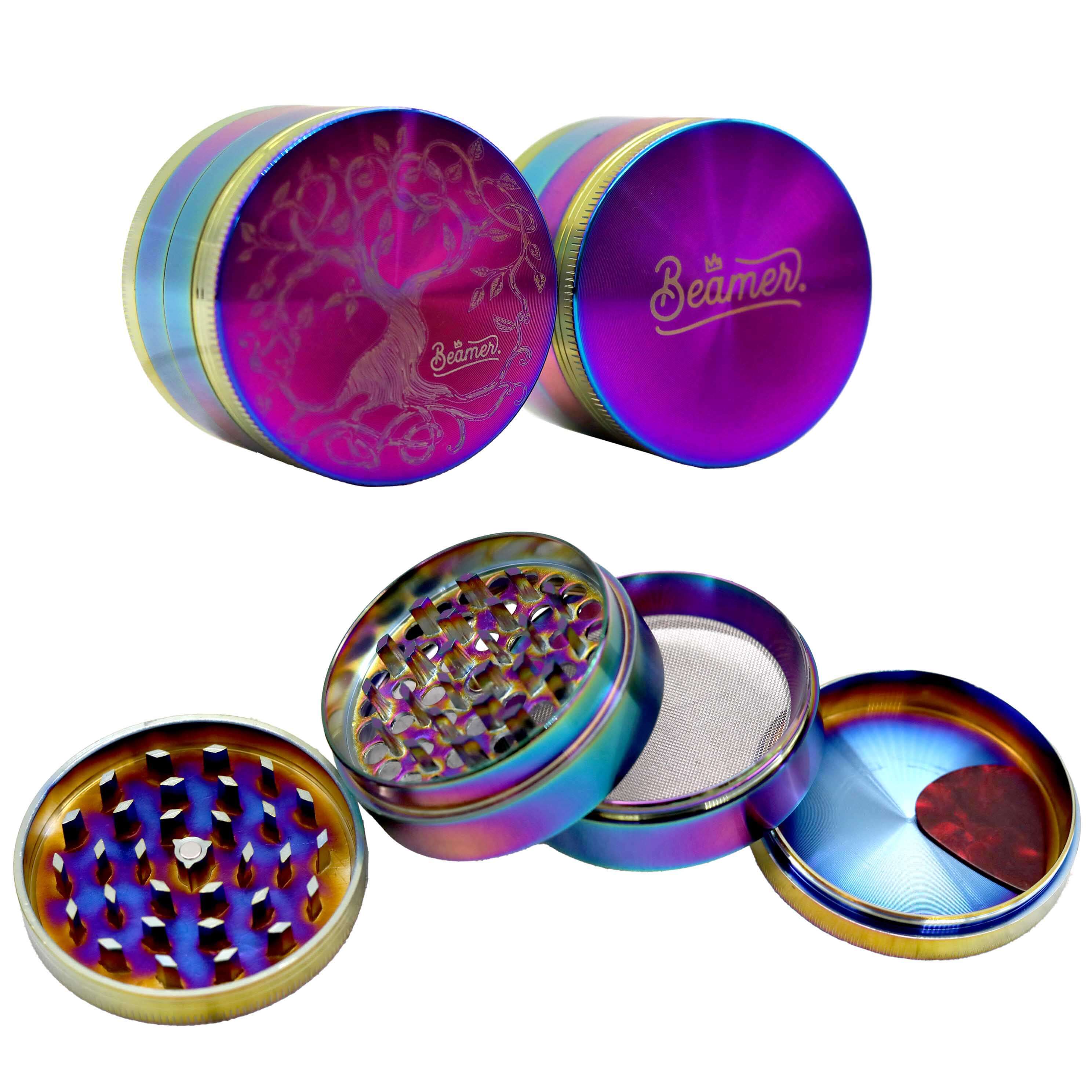 Beamer Aircraft Grade Heavy Luminate Zinc Rainbow Chrome 4 Part Grinder | 63mm  product image